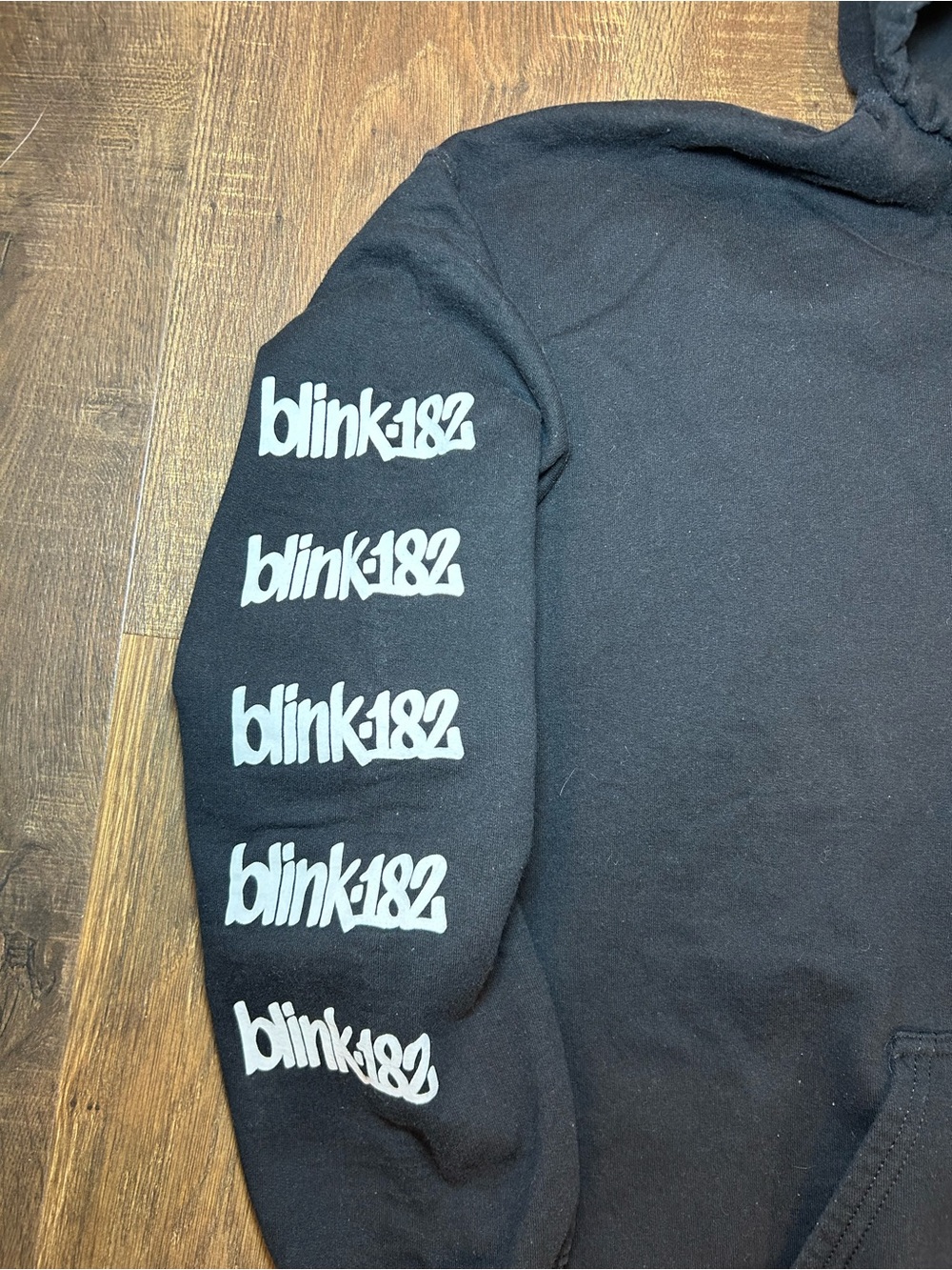 Black Blink-182 Graphic Hoodie with Sleeve Prints - Picture 2 of 6